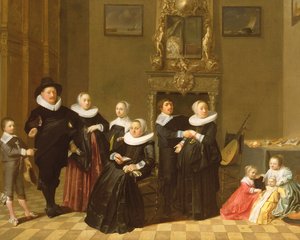 Familien til en Stadhouder i et elegant interiør, 1635